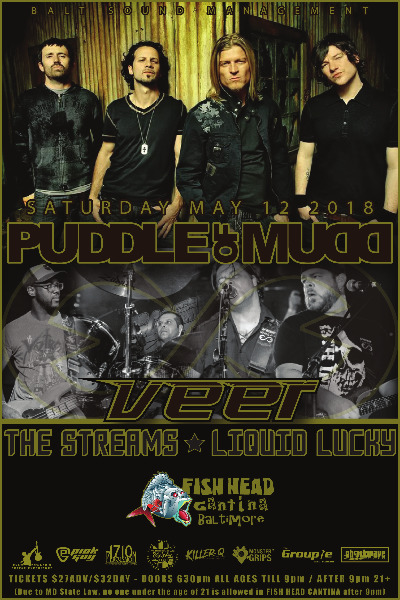 Poster Image - Supporting 'Puddle Of Mudd' 2018 at Fishhead Cantina